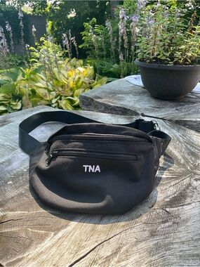 TNA Black Canvas Belt Bag with Front Zip Pocket